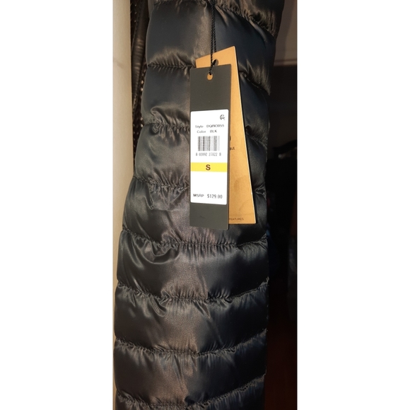 DONNA KARAN REVERSIBLE LONG HOODED PUFFER VEST WITH FAUX FUR - Picture 6 of 10